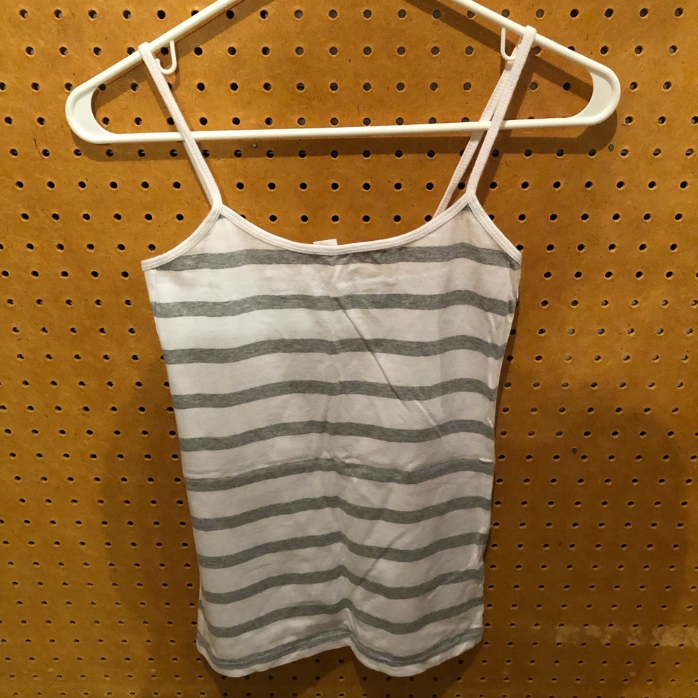 Forever 21 Striped White and Gray Camisole Tank Top